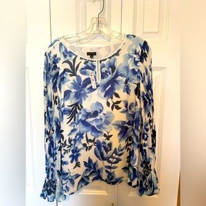 NWT Talbots blue and white floral blouse.